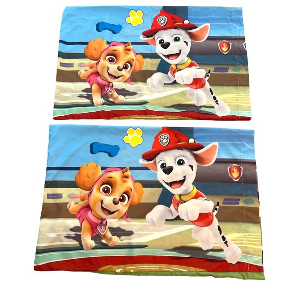 Kid 3 Piece Set Paw Patrol Nickelodeon Blue Twin Flat Sheet Pillowcases Bedding - Picture 3 of 12